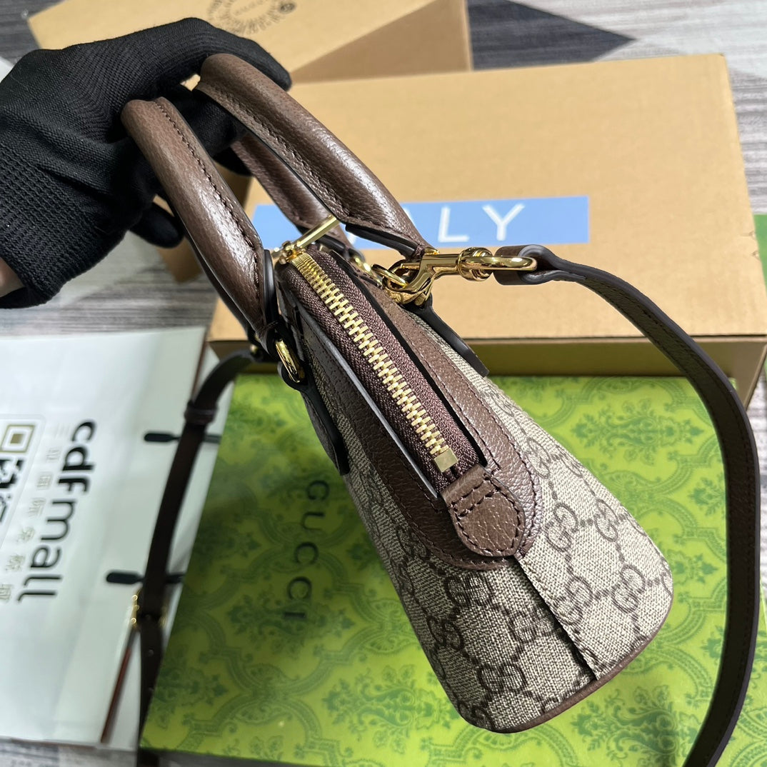 SAC À BANDOULIÈRE OPHIDIA GG 20 EN TOILE SUPRÊME BEIGE ET ÉBÈNE