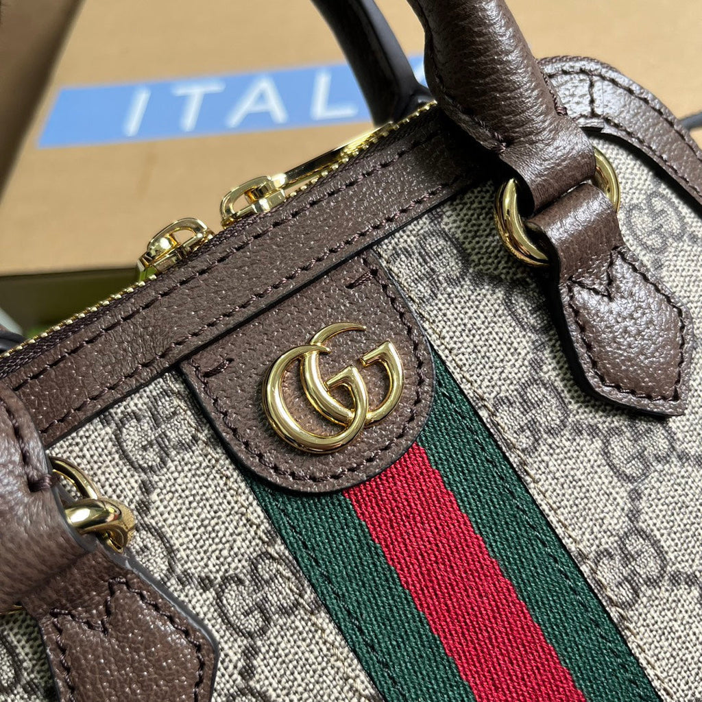 SAC À BANDOULIÈRE OPHIDIA GG 20 EN TOILE SUPRÊME BEIGE ET ÉBÈNE
