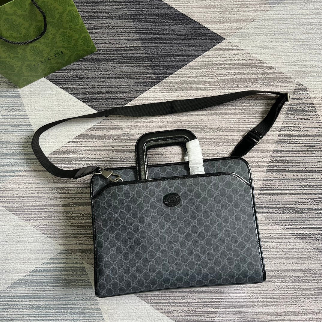 PORTE-DOCUMENTS 40 AVEC G ENTRELACÉS EN TOILE NOIRE
