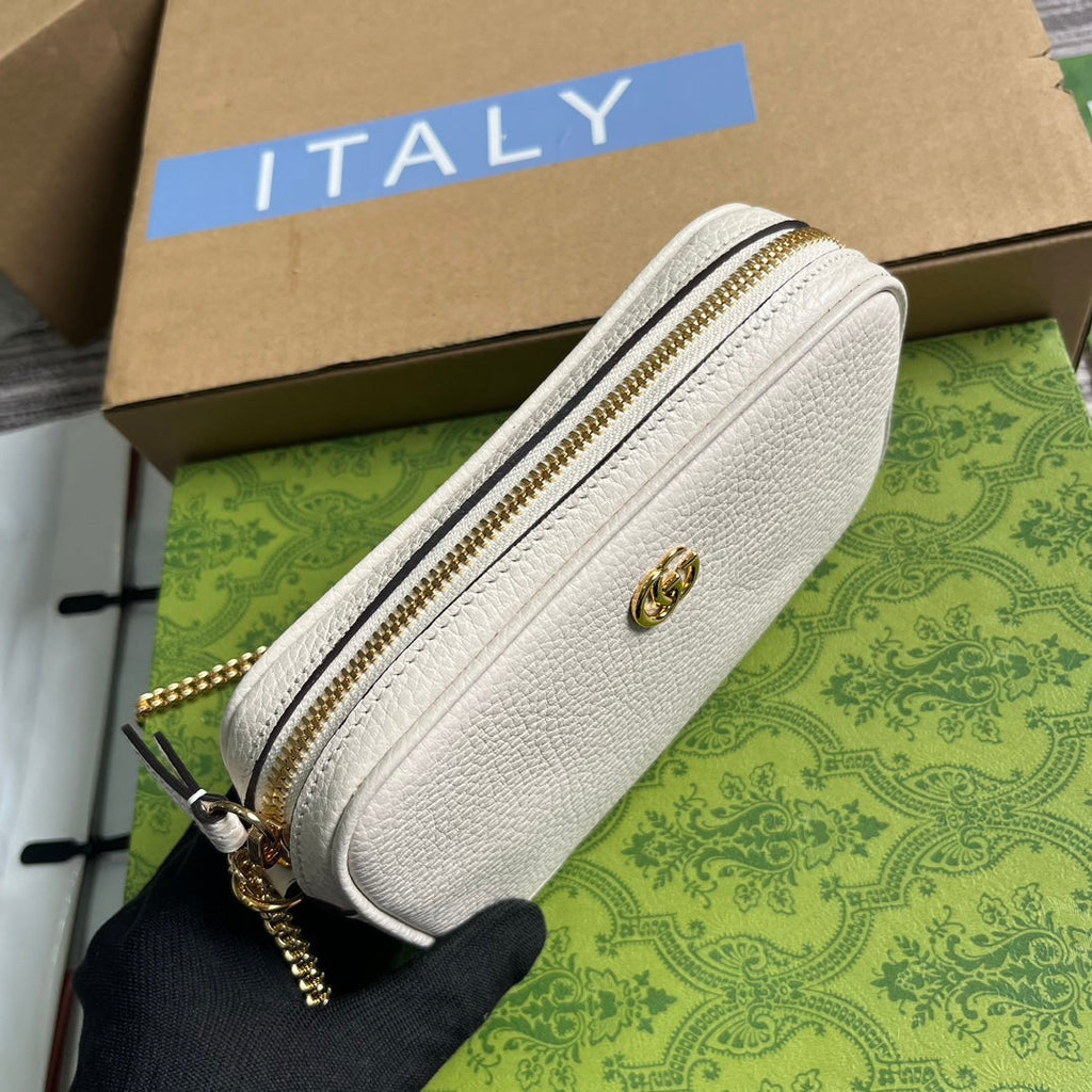 SAC GG MARMONT MINI 18 EN CUIR DE VEAU BLANC