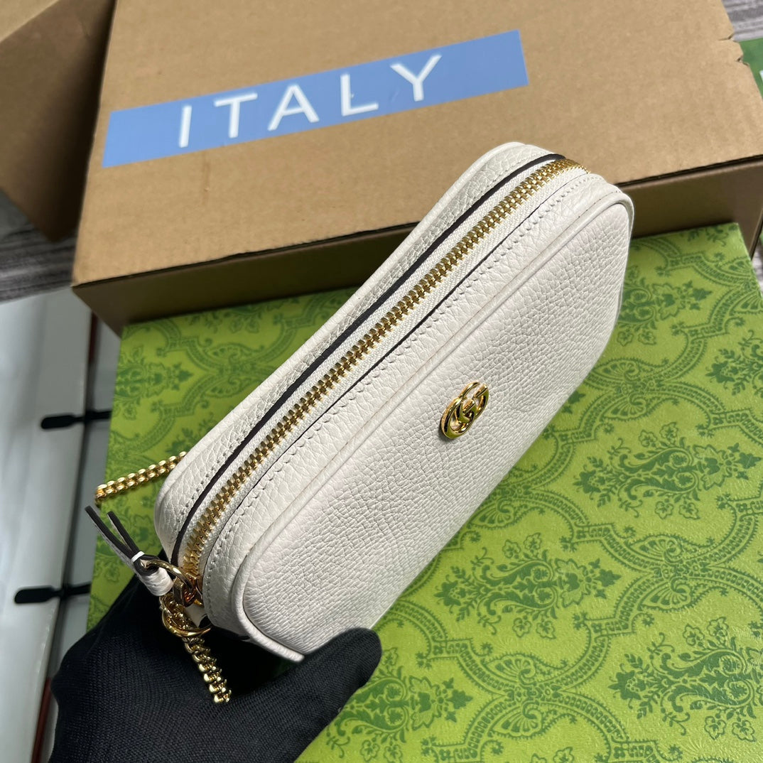 SAC GG MARMONT MINI 18 EN CUIR DE VEAU BLANC