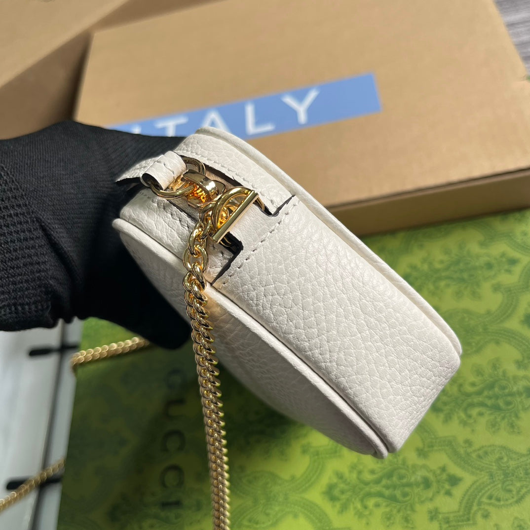 SAC GG MARMONT MINI 18 EN CUIR DE VEAU BLANC