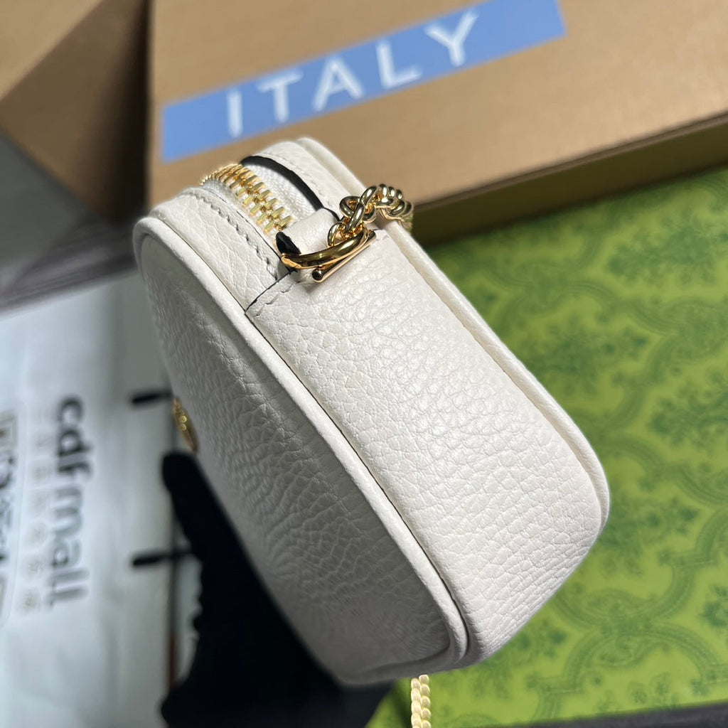SAC GG MARMONT MINI 18 EN CUIR DE VEAU BLANC