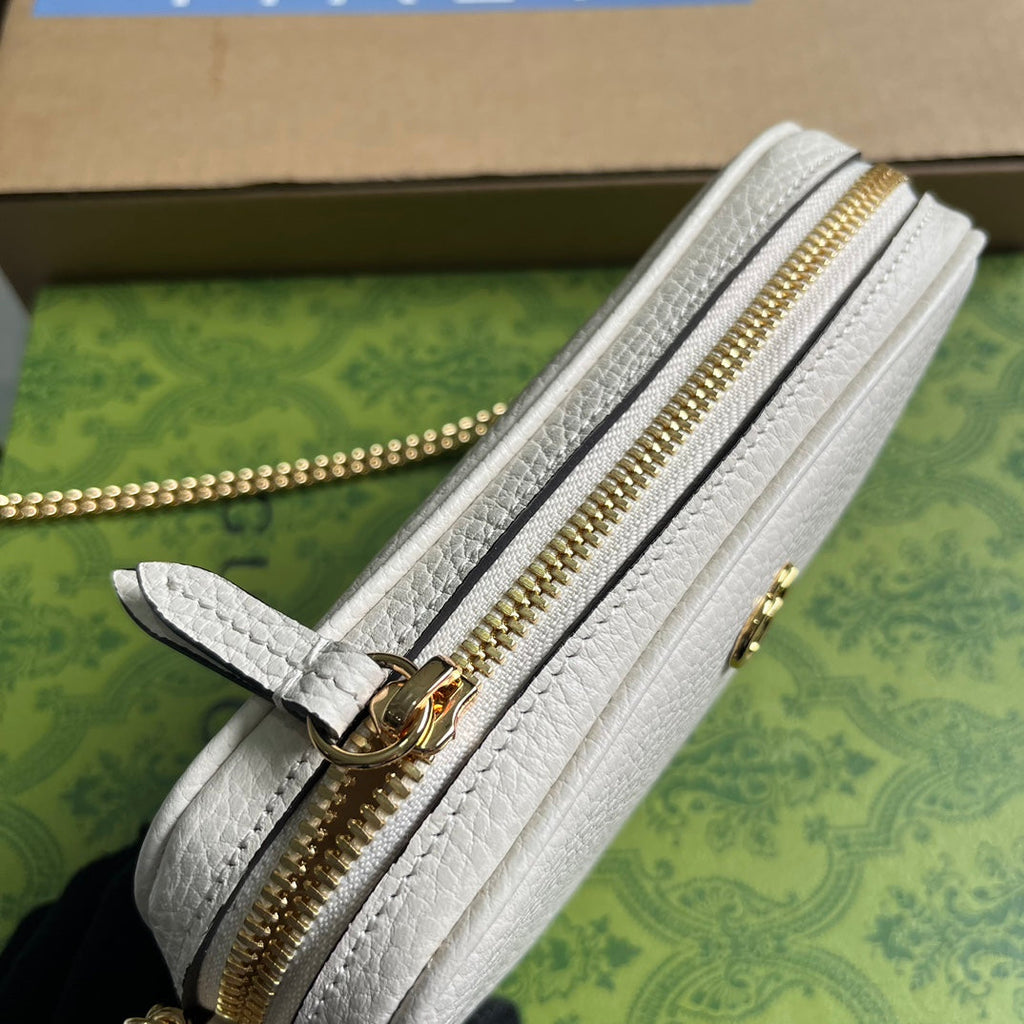 SAC GG MARMONT MINI 18 EN CUIR DE VEAU BLANC