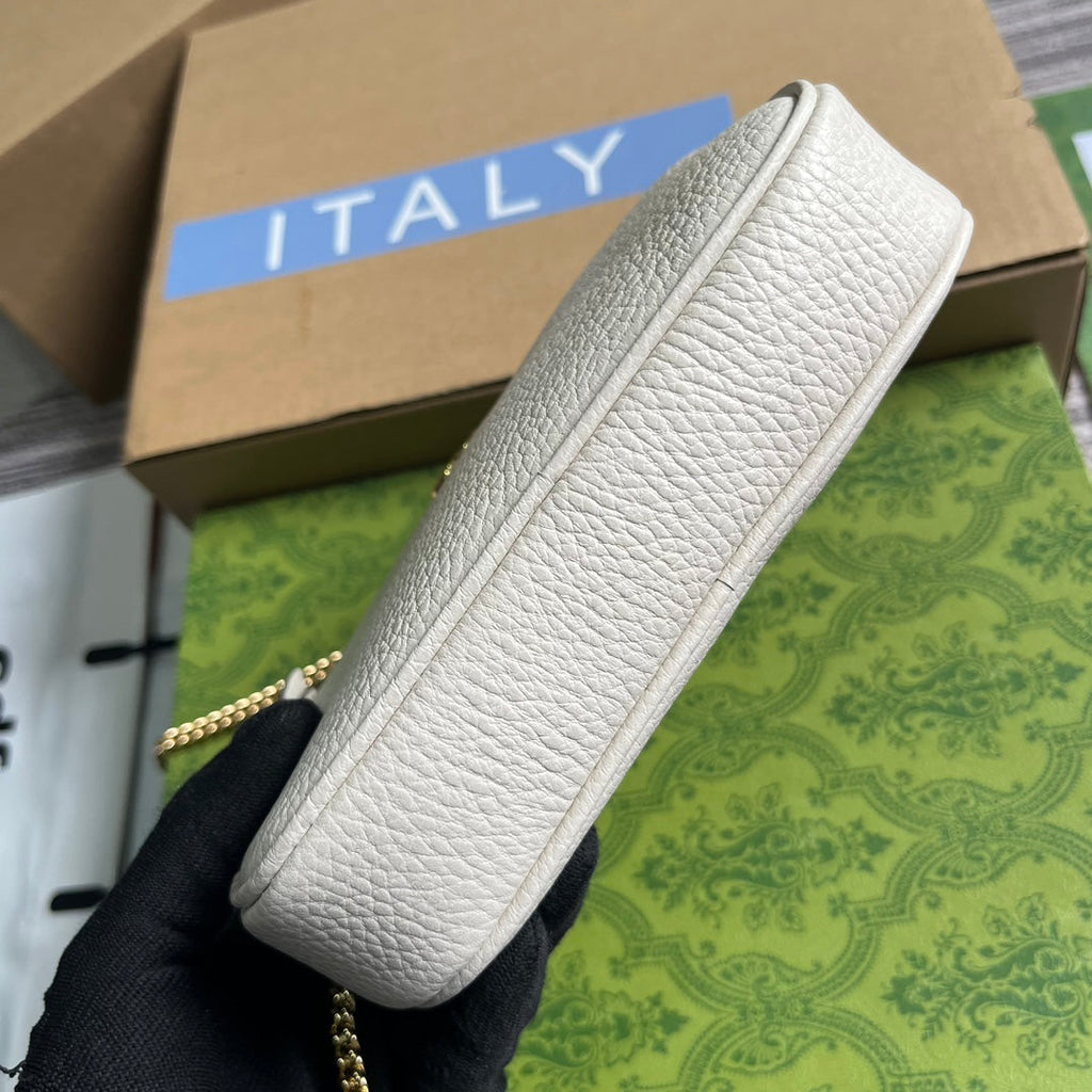 SAC GG MARMONT MINI 18 EN CUIR DE VEAU BLANC