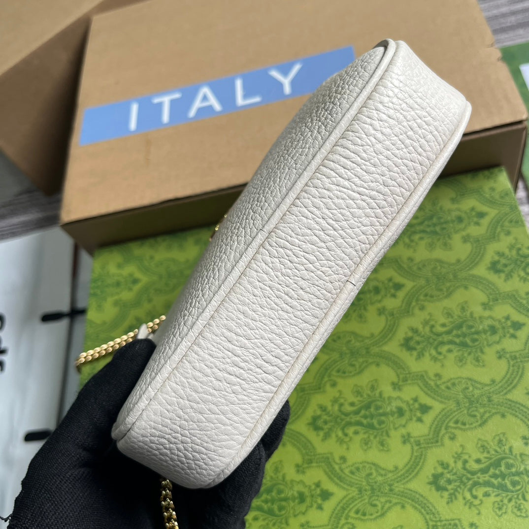 SAC GG MARMONT MINI 18 EN CUIR DE VEAU BLANC