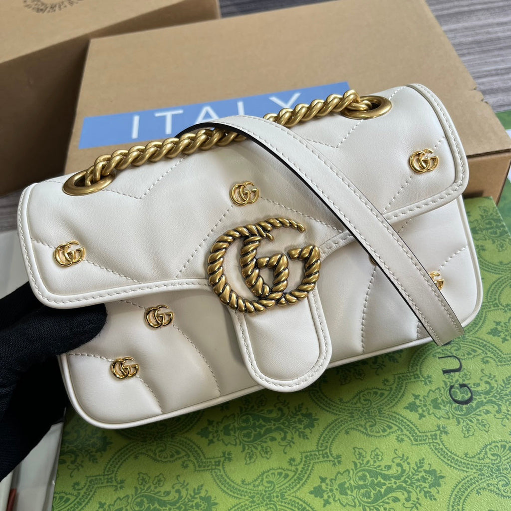 SAC GG MARMONT PETIT 22 EN CUIR D'AGNEAU BLANC