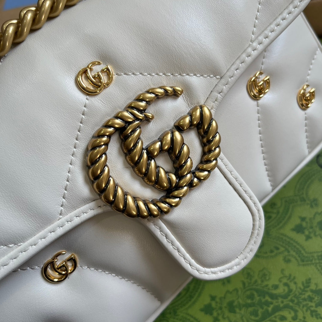 SAC GG MARMONT PETIT 22 EN CUIR D'AGNEAU BLANC