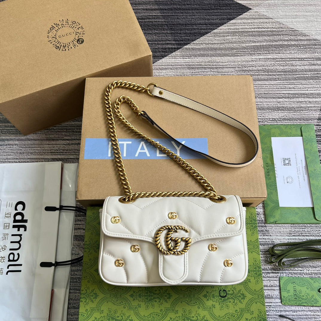 SAC GG MARMONT PETIT 22 EN CUIR D'AGNEAU BLANC