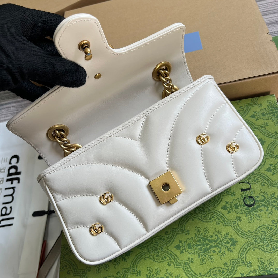 SAC GG MARMONT PETIT 22 EN CUIR D'AGNEAU BLANC