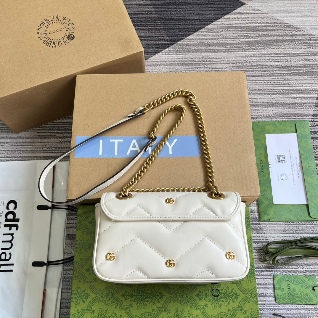 SAC GG MARMONT PETIT 22 EN CUIR D'AGNEAU BLANC