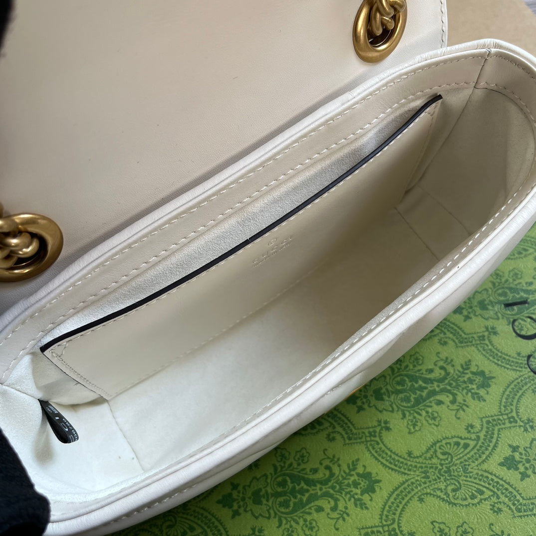 SAC GG MARMONT PETIT 22 EN CUIR D'AGNEAU BLANC
