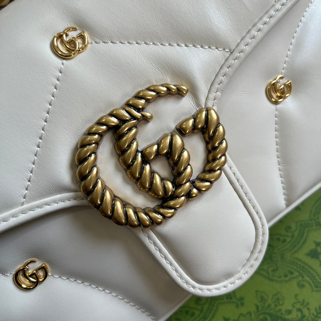 SAC GG MARMONT MOYEN 26 EN CUIR D'AGNEAU BLANC