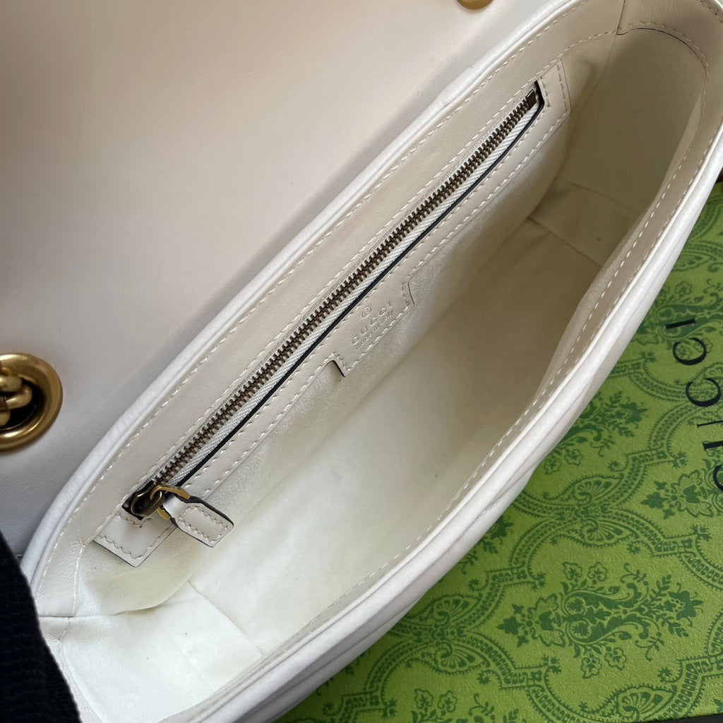 SAC GG MARMONT MOYEN 26 EN CUIR D'AGNEAU BLANC