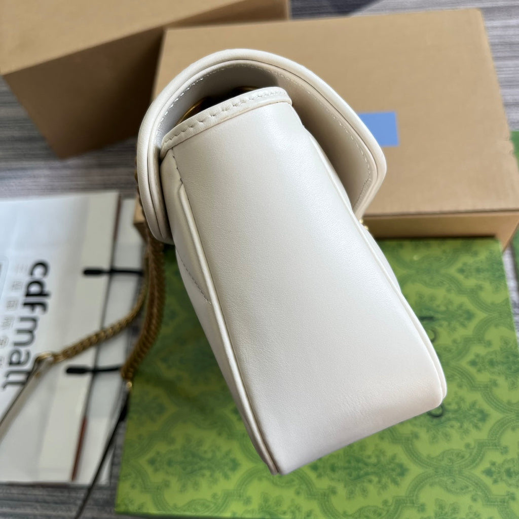 SAC GG MARMONT MOYEN 26 EN CUIR D'AGNEAU BLANC