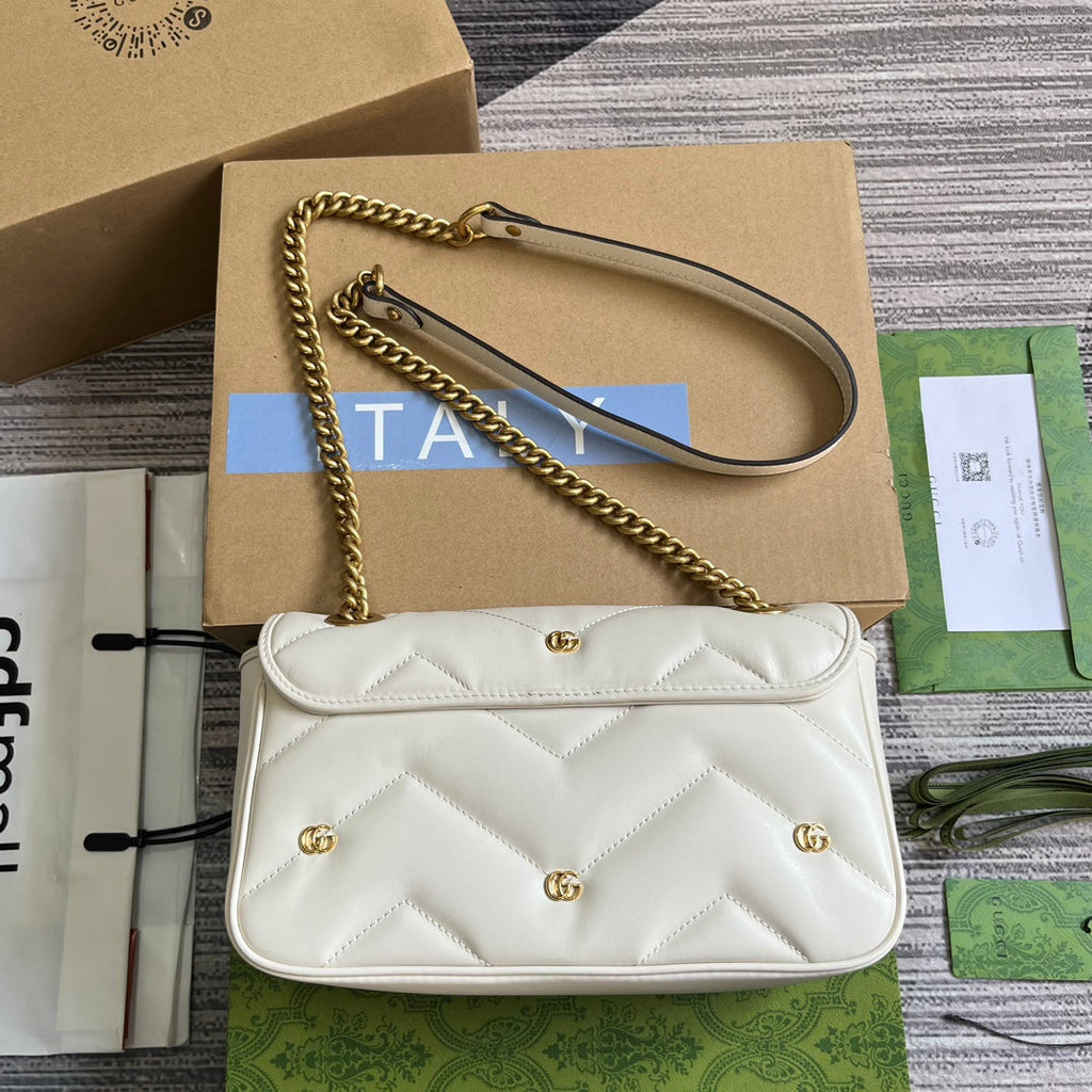 SAC GG MARMONT MOYEN 26 EN CUIR D'AGNEAU BLANC