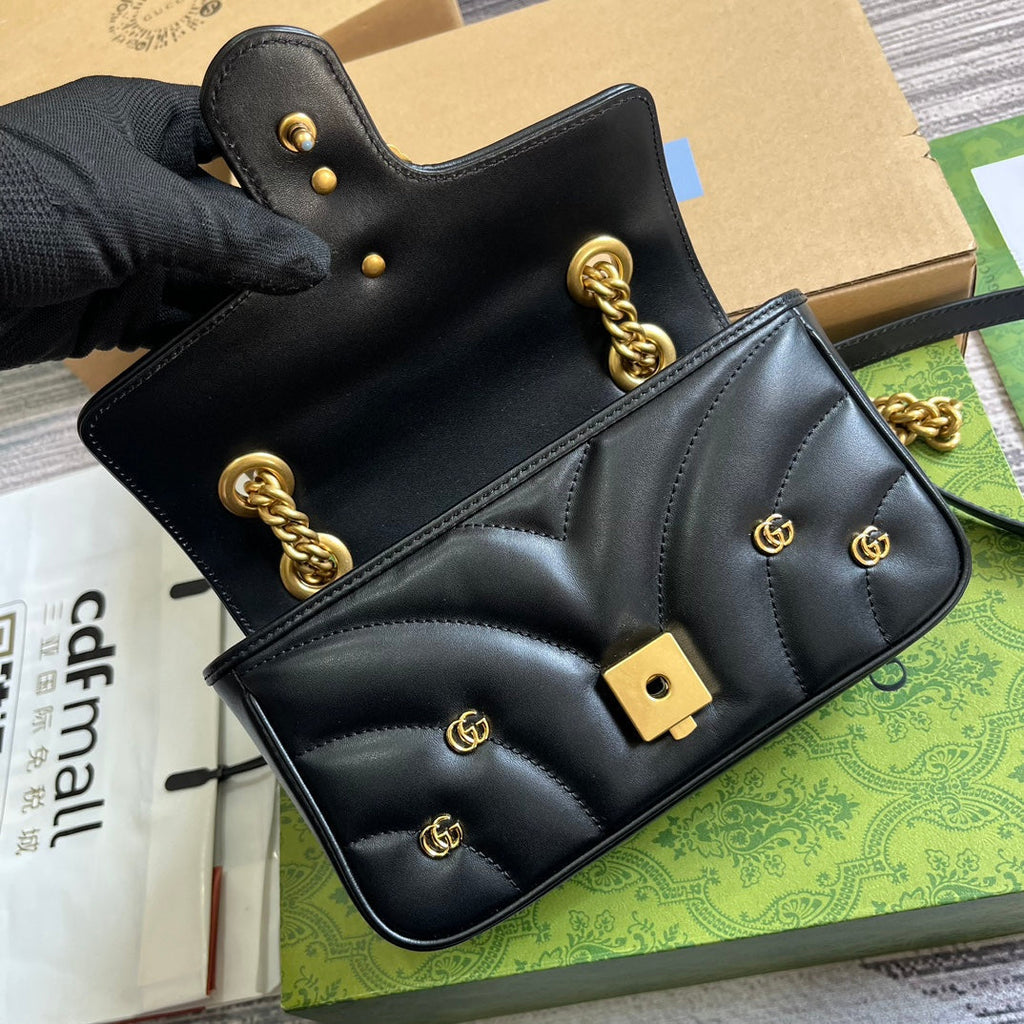 SAC GG MARMONT PETIT 22 EN CUIR D'AGNEAU NOIR