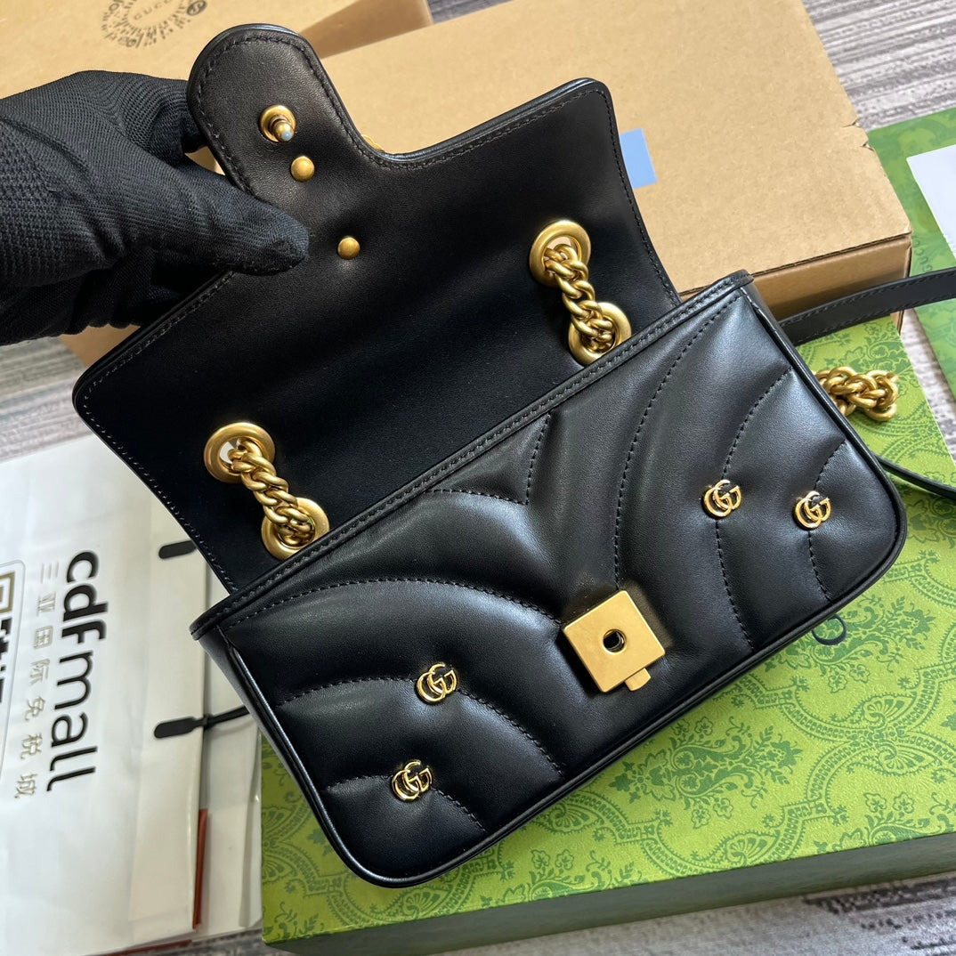 SAC GG MARMONT PETIT 22 EN CUIR D'AGNEAU NOIR