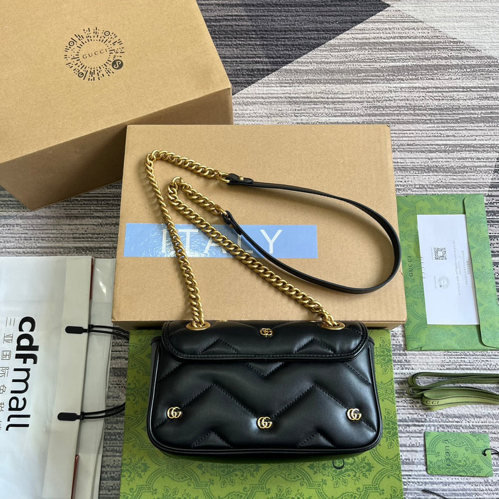 SAC GG MARMONT PETIT 22 EN CUIR D'AGNEAU NOIR