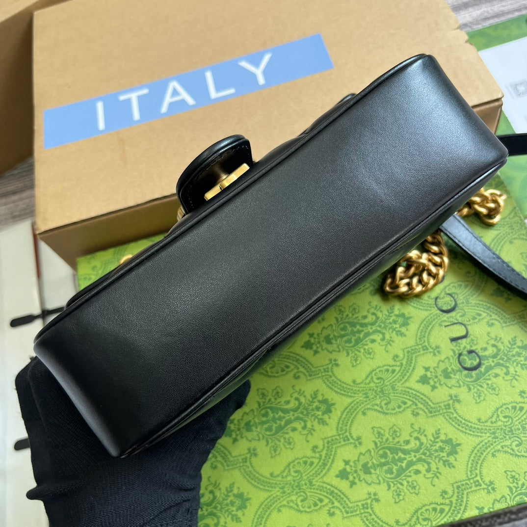 SAC GG MARMONT PETIT 22 EN CUIR D'AGNEAU NOIR