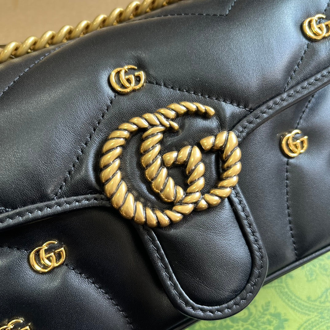 SAC GG MARMONT PETIT 22 EN CUIR D'AGNEAU NOIR