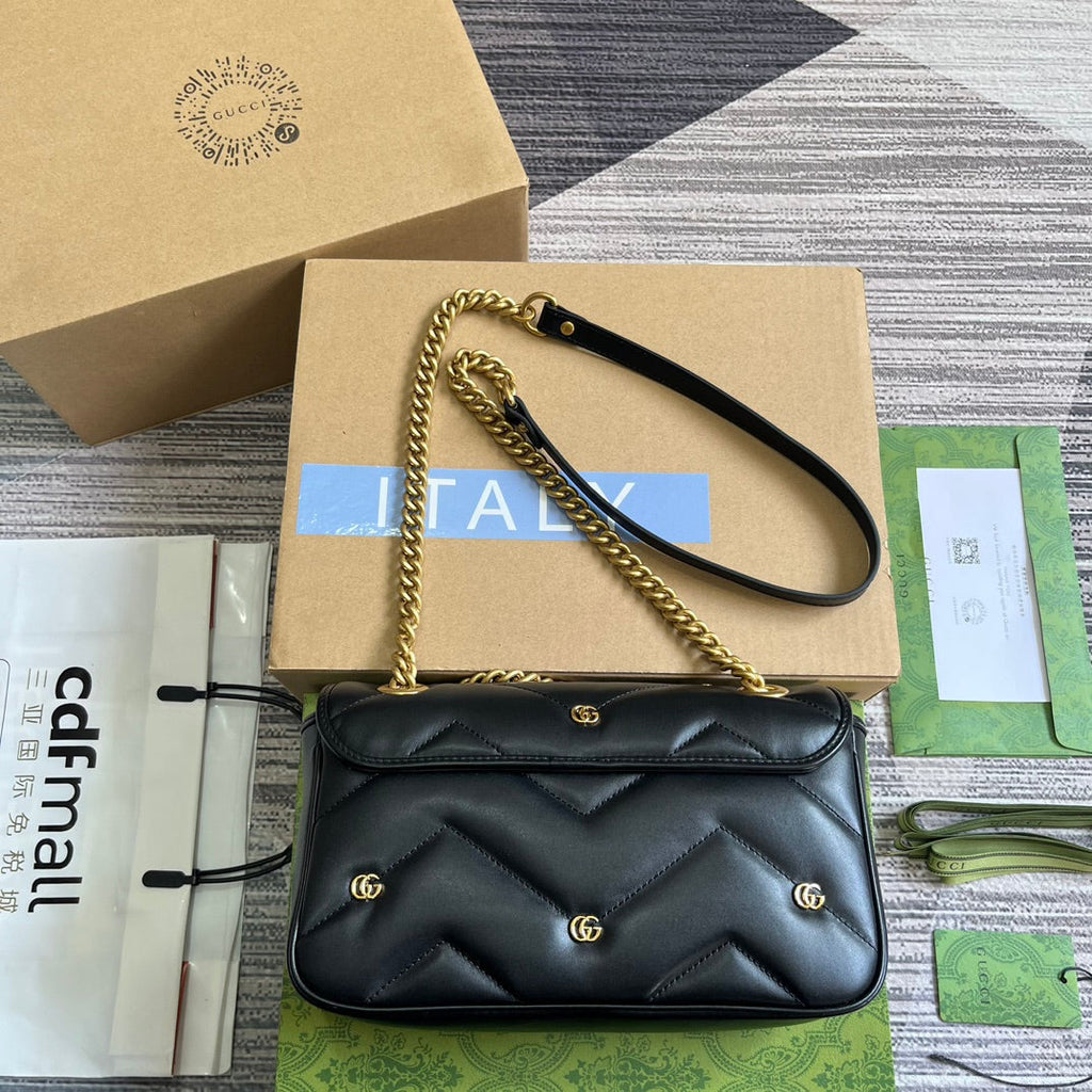 SAC GG MARMONT MOYEN 26 EN CUIR D'AGNEAU NOIR