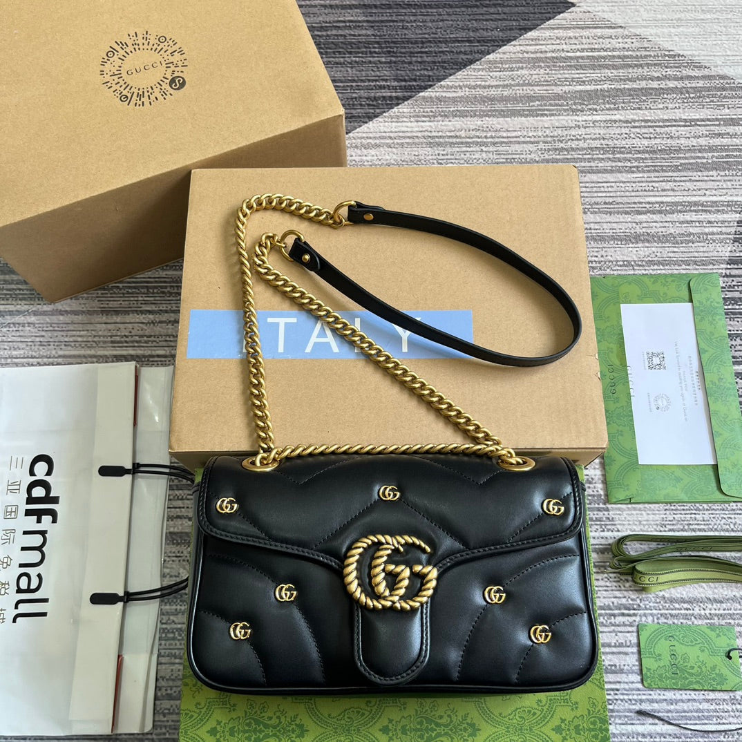 SAC GG MARMONT MOYEN 26 EN CUIR D'AGNEAU NOIR