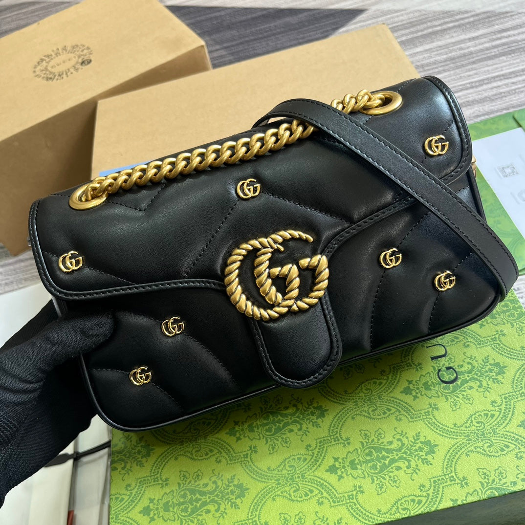 SAC GG MARMONT MOYEN 26 EN CUIR D'AGNEAU NOIR