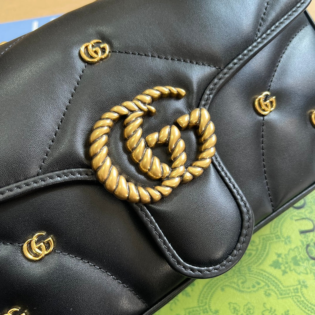 SAC GG MARMONT MOYEN 26 EN CUIR D'AGNEAU NOIR