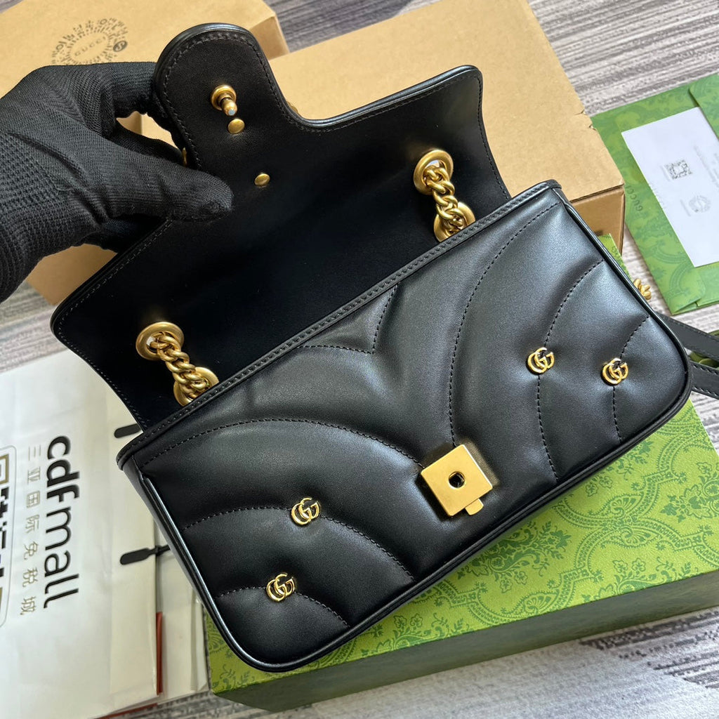 SAC GG MARMONT MOYEN 26 EN CUIR D'AGNEAU NOIR