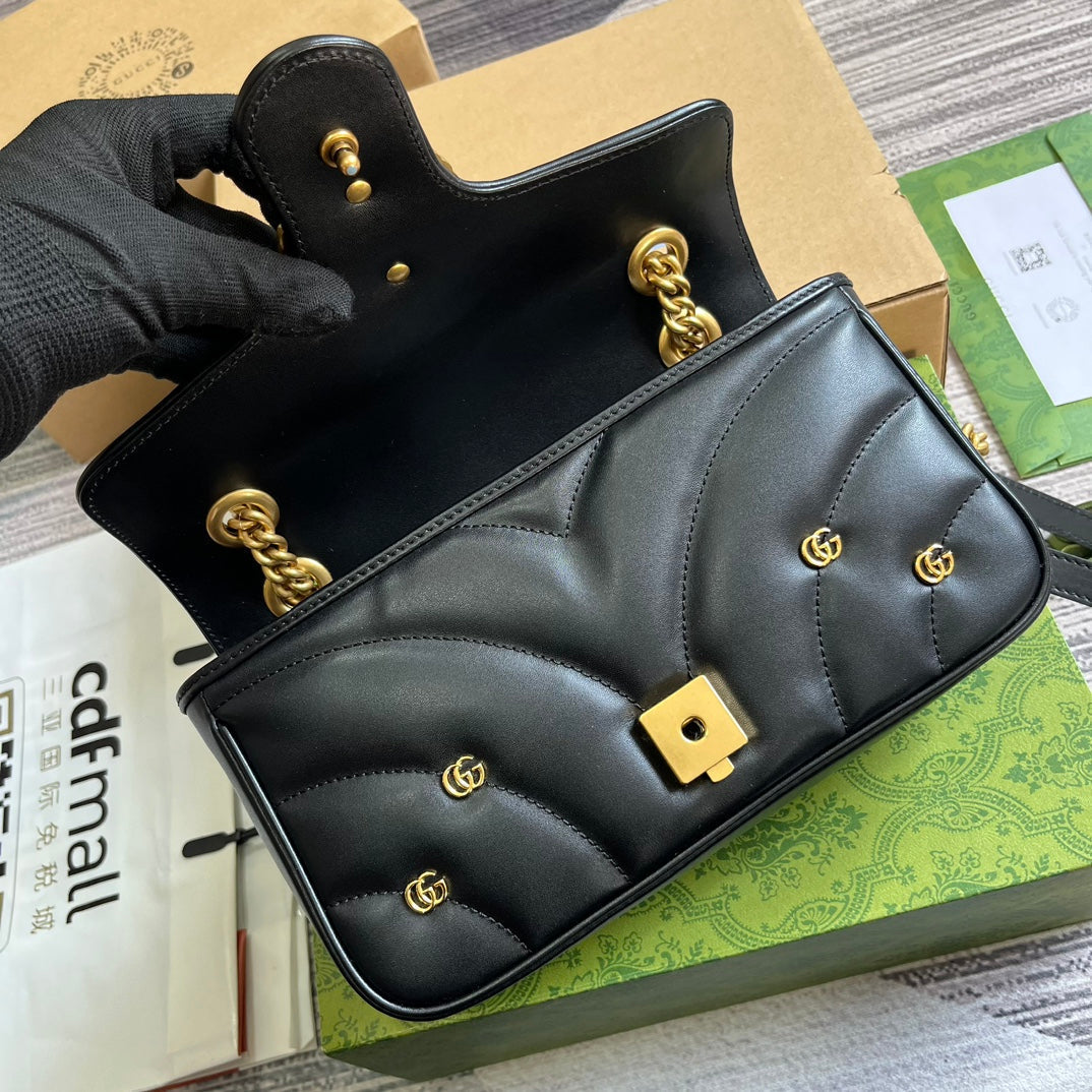 SAC GG MARMONT MOYEN 26 EN CUIR D'AGNEAU NOIR