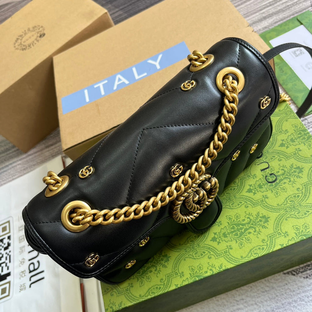 SAC GG MARMONT MOYEN 26 EN CUIR D'AGNEAU NOIR