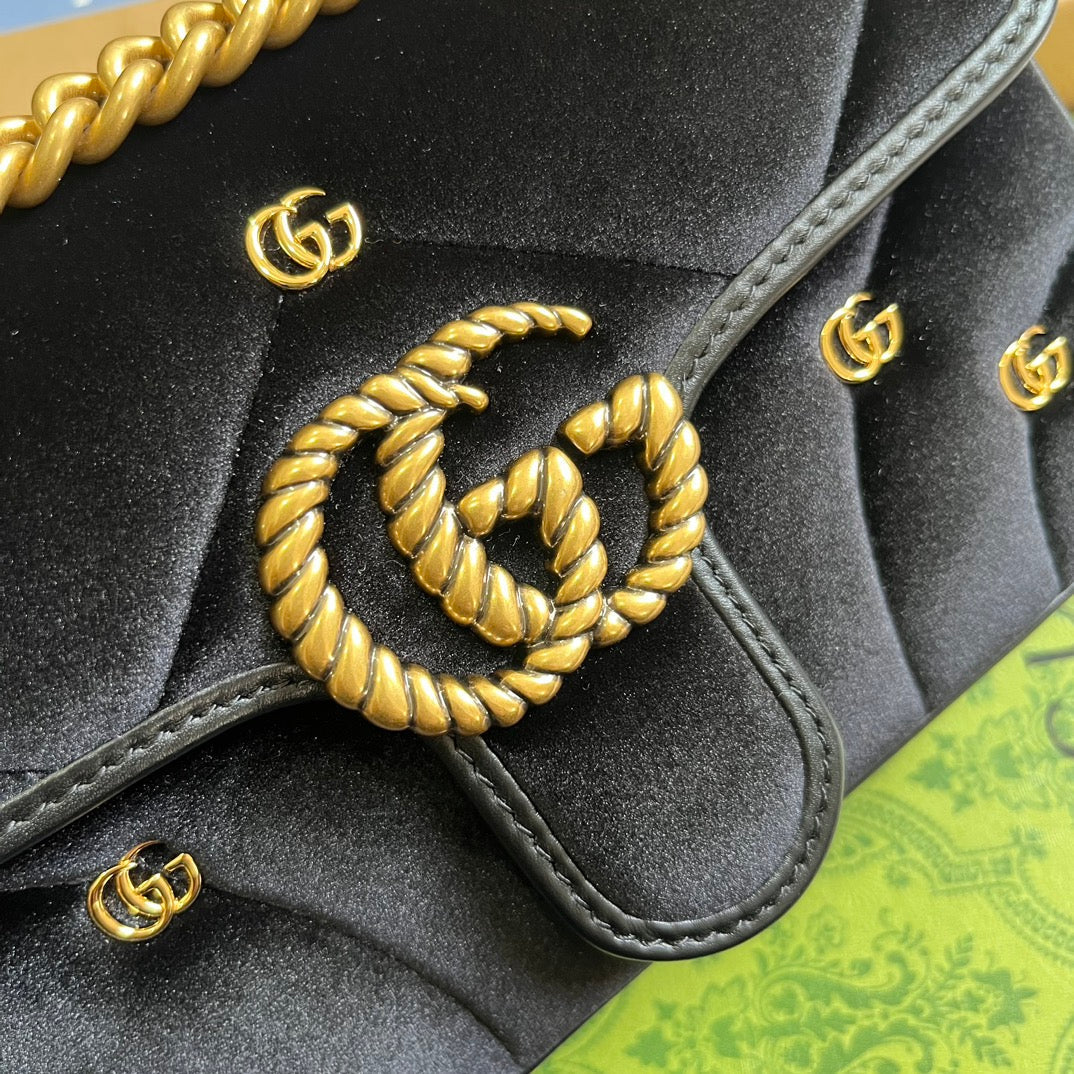 SAC GG MARMONT MINI 22 EN VELOURS NOIR
