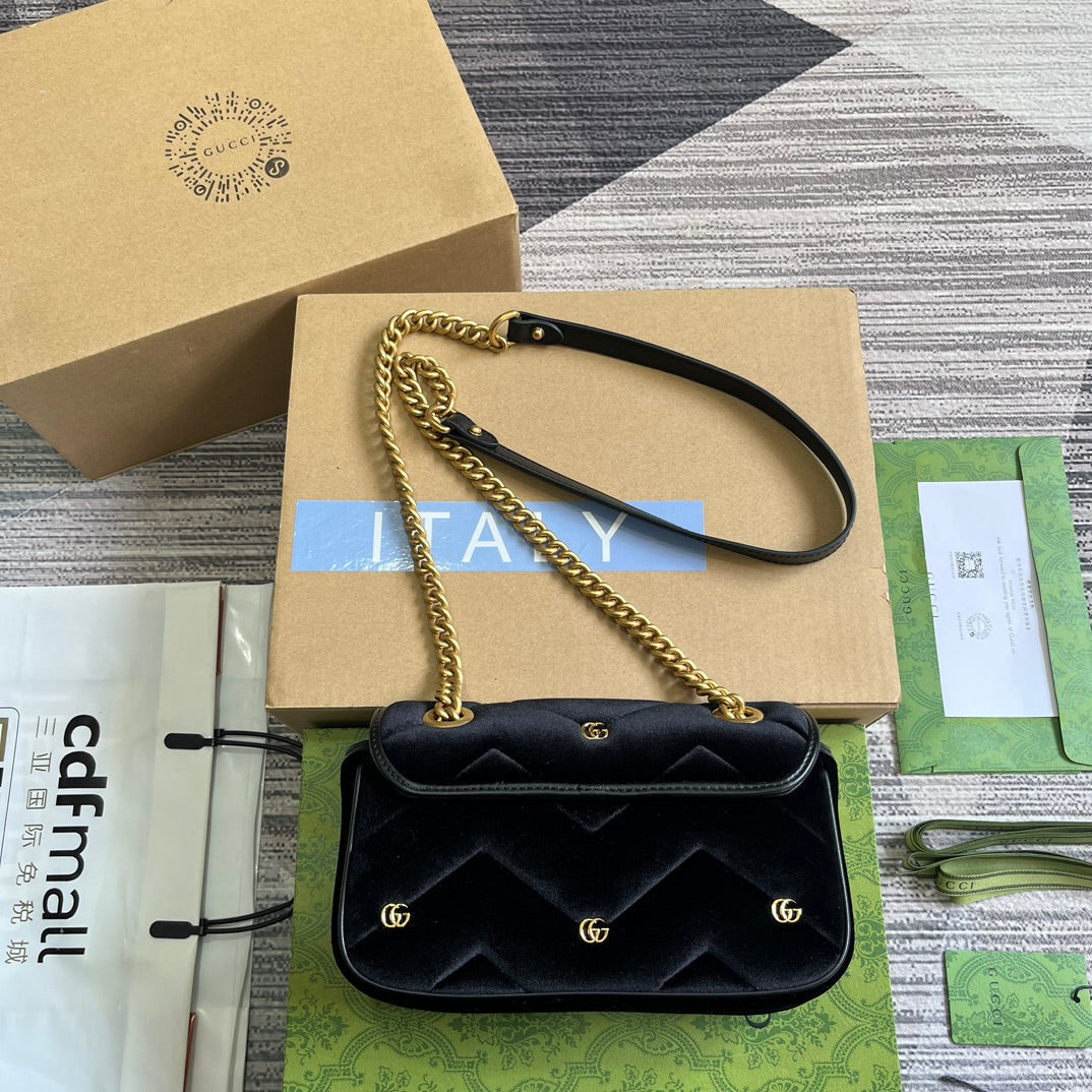 SAC GG MARMONT MINI 22 EN VELOURS NOIR