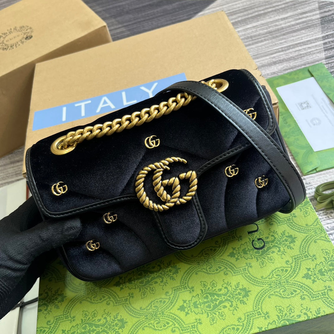 SAC GG MARMONT MINI 22 EN VELOURS NOIR