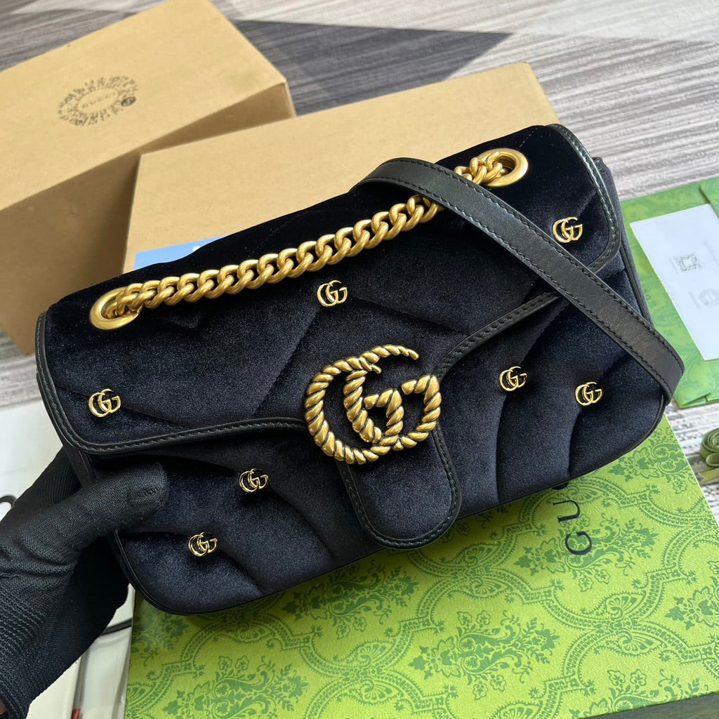 SAC GG MARMONT MOYEN 26 EN VELOURS NOIR
