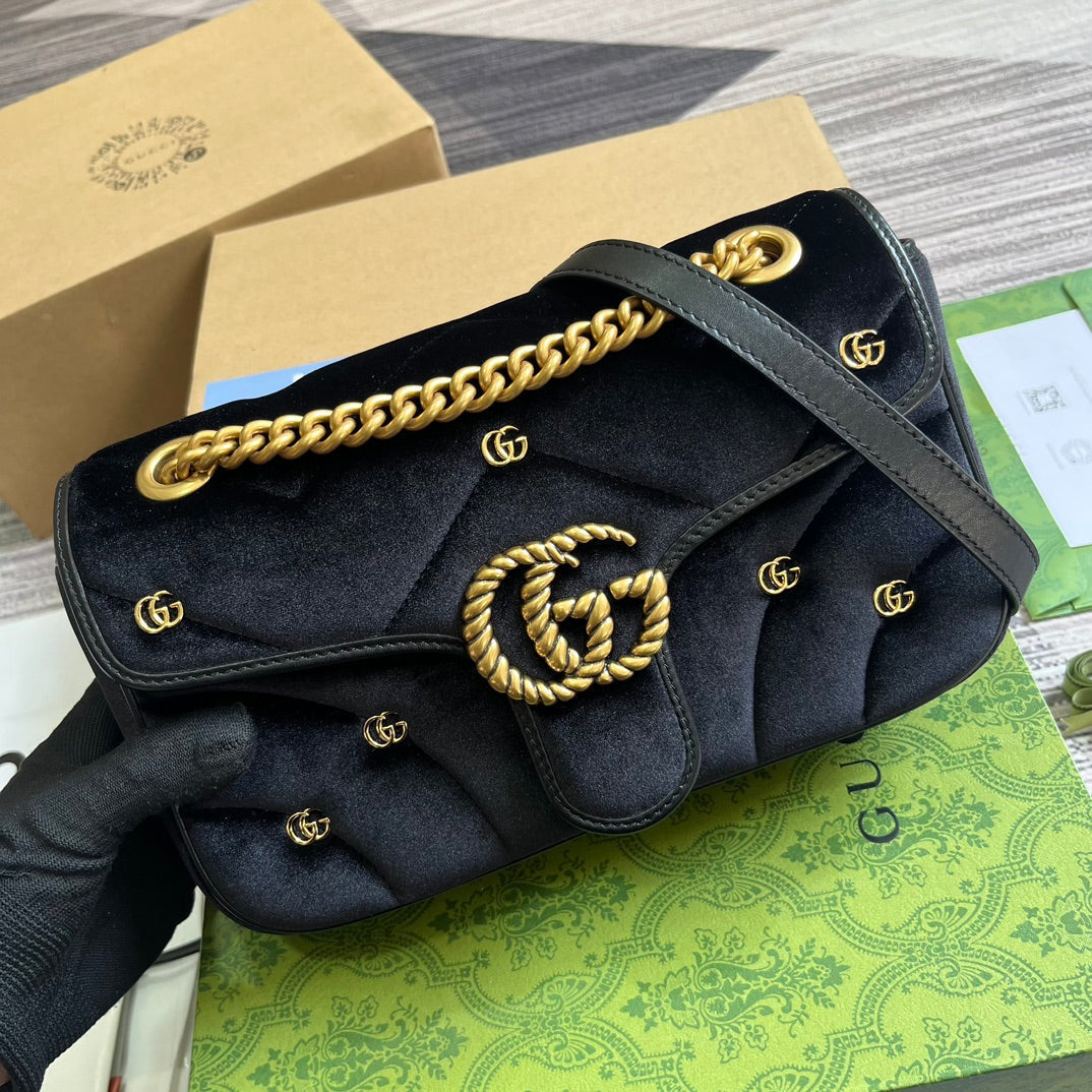 SAC GG MARMONT MOYEN 26 EN VELOURS NOIR