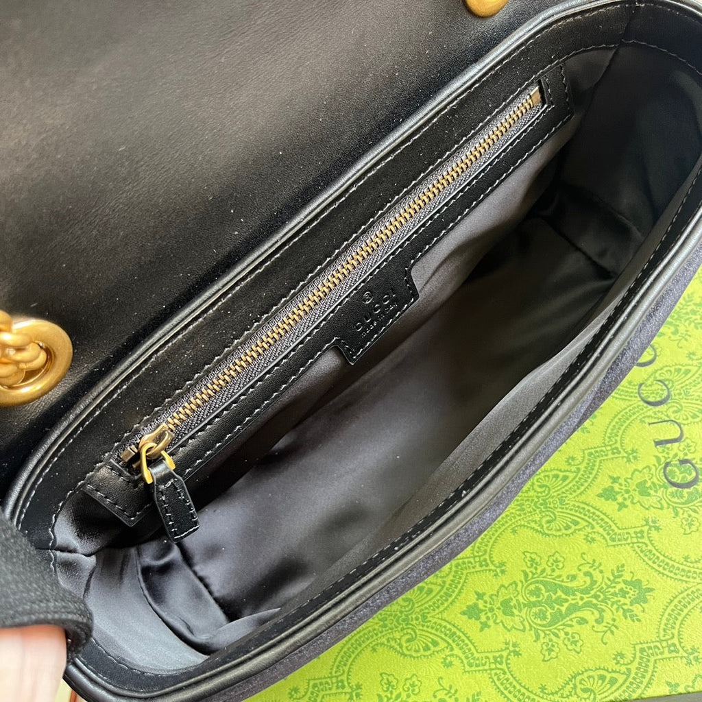 SAC GG MARMONT MOYEN 26 EN VELOURS NOIR
