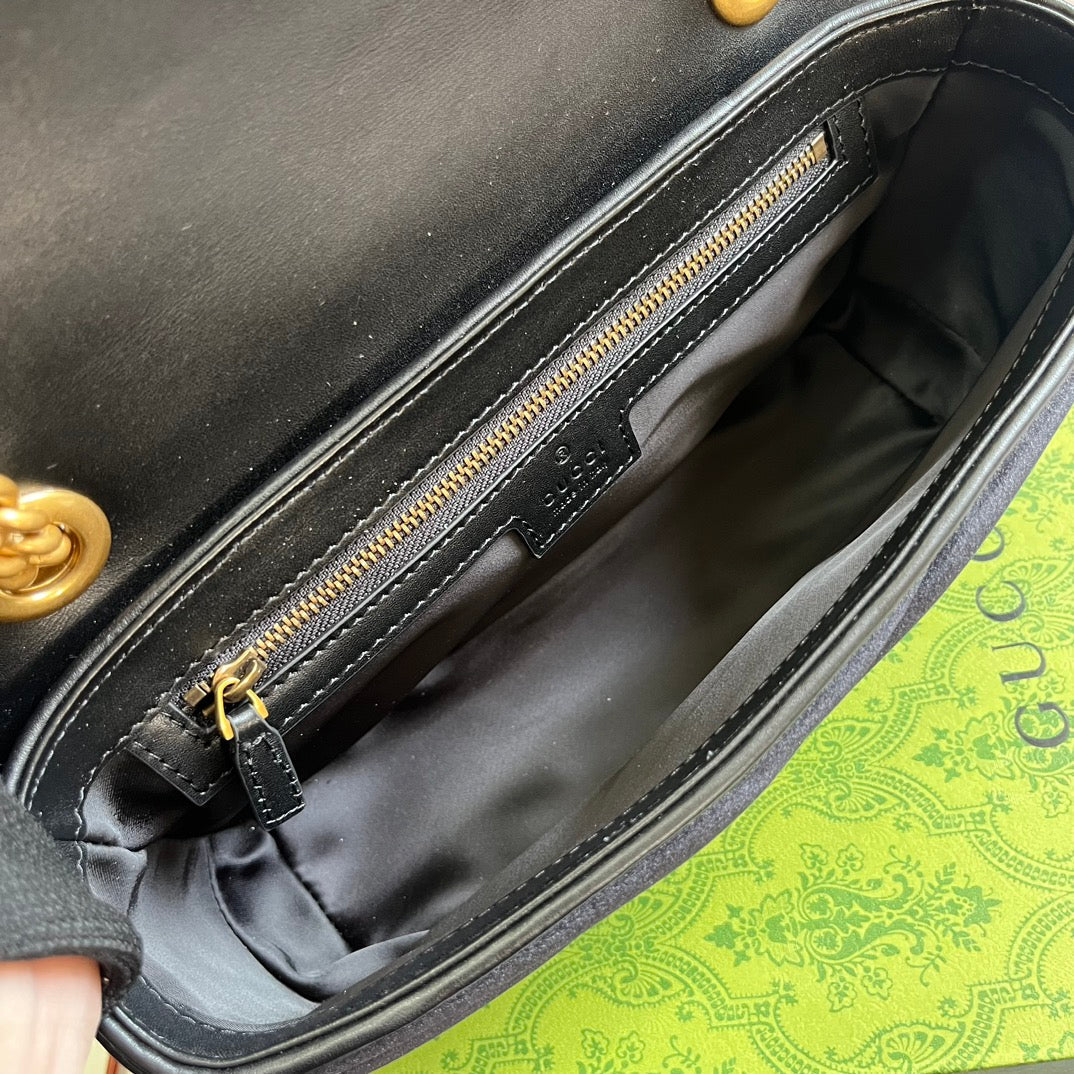SAC GG MARMONT MOYEN 26 EN VELOURS NOIR