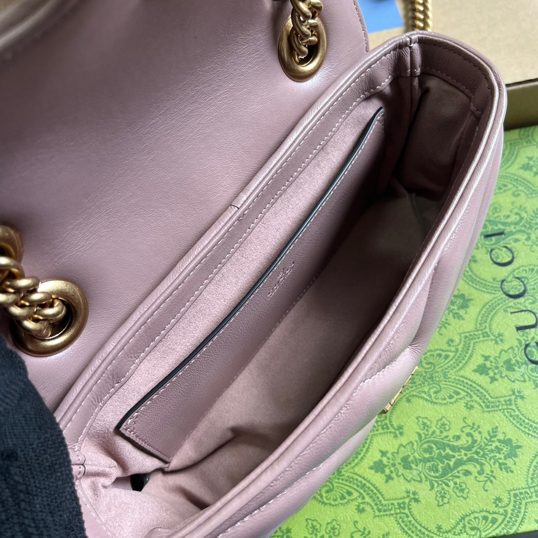 SAC GG MARMONT PETIT 22 EN CUIR D'AGNEAU ROSE VIF