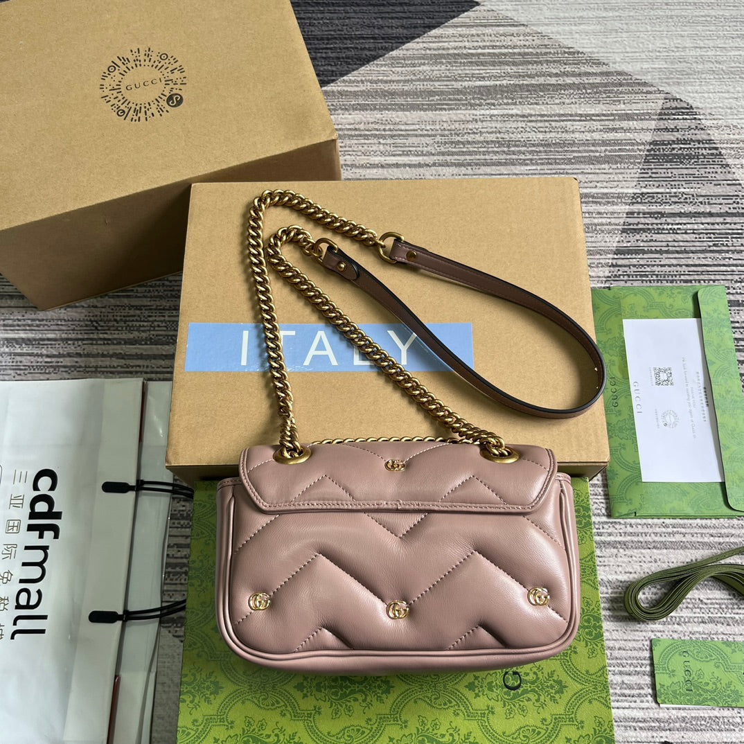 SAC GG MARMONT PETIT 22 EN CUIR D'AGNEAU ROSE VIF