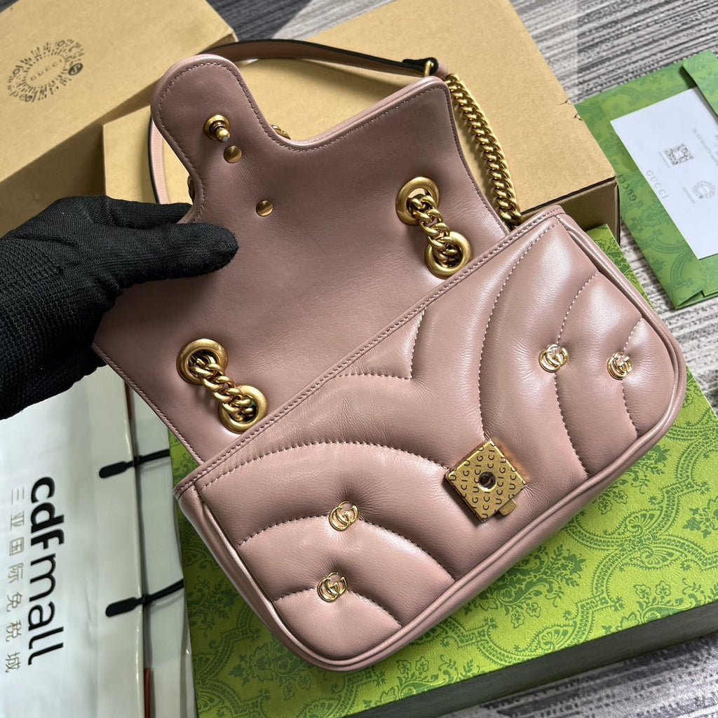SAC GG MARMONT PETIT 22 EN CUIR D'AGNEAU ROSE VIF