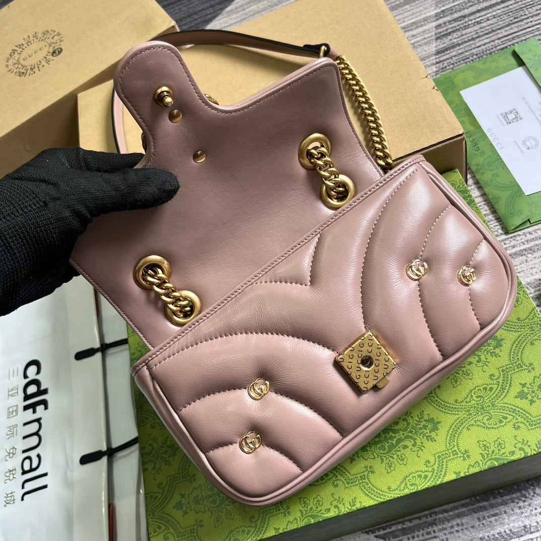 SAC GG MARMONT PETIT 22 EN CUIR D'AGNEAU ROSE VIF