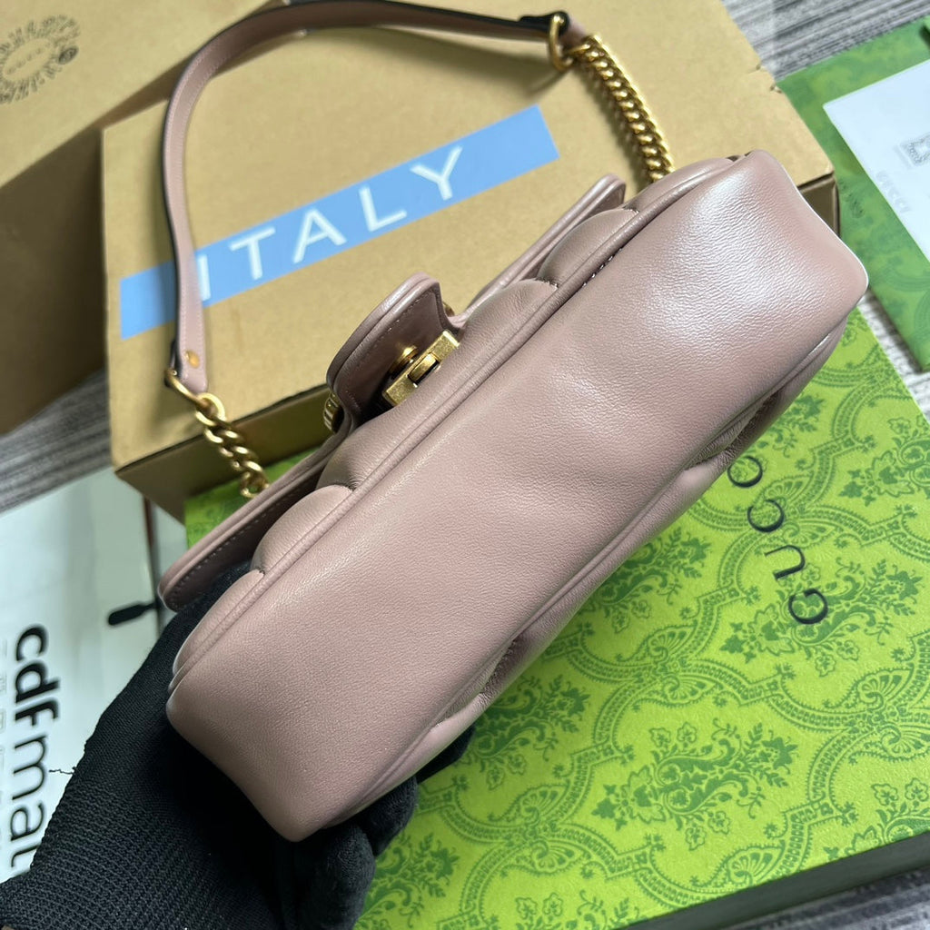 SAC GG MARMONT PETIT 22 EN CUIR D'AGNEAU ROSE VIF
