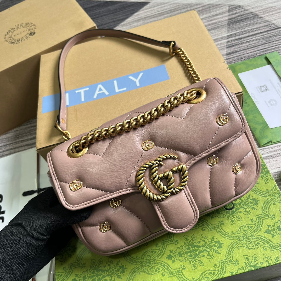 SAC GG MARMONT PETIT 22 EN CUIR D'AGNEAU ROSE VIF