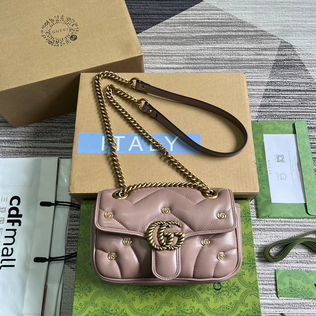 SAC GG MARMONT PETIT 22 EN CUIR D'AGNEAU ROSE VIF