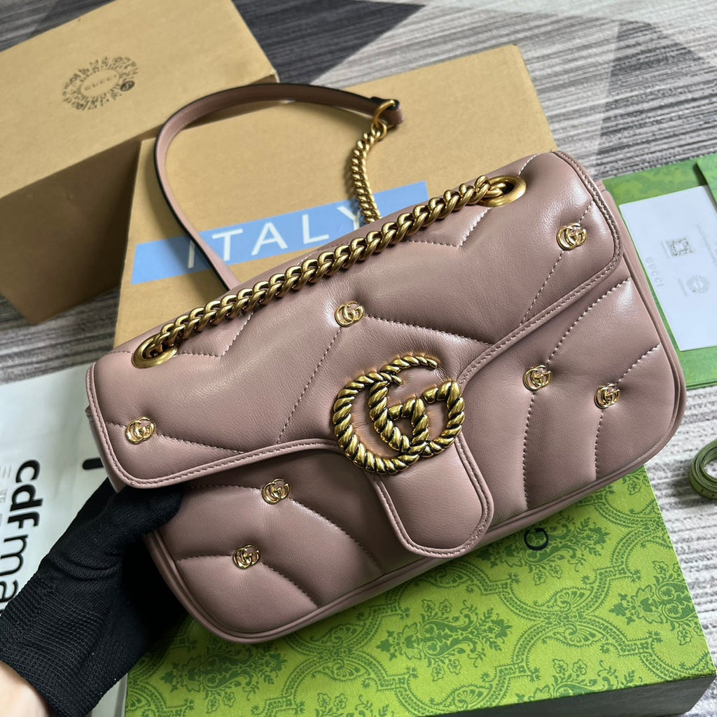 SAC GG MARMONT MOYEN 26 EN CUIR D'AGNEAU ROSE VIF