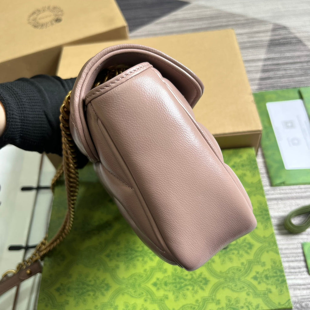 SAC GG MARMONT MOYEN 26 EN CUIR D'AGNEAU ROSE VIF