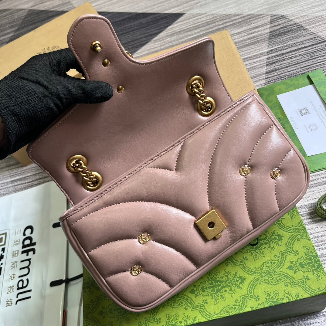 SAC GG MARMONT MOYEN 26 EN CUIR D'AGNEAU ROSE VIF