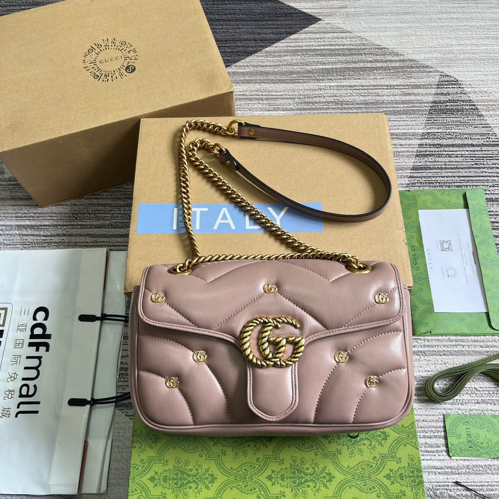 SAC GG MARMONT MOYEN 26 EN CUIR D'AGNEAU ROSE VIF